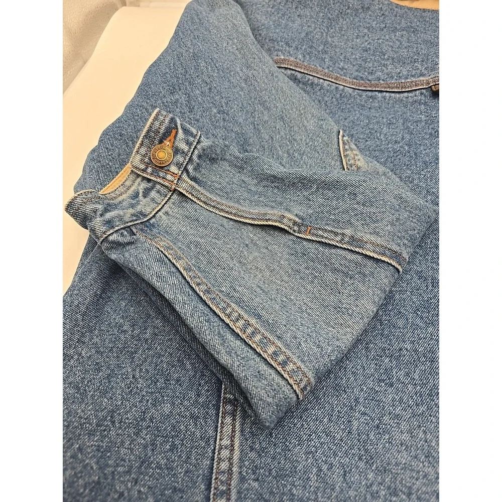 Vintage St Johns Bay Denim Jacket Trucker Jean Coat Retro 90s Leather L - Picture 11 of 12